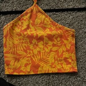 Arizona Jean Company Orange and Yellow Floral Crop Top